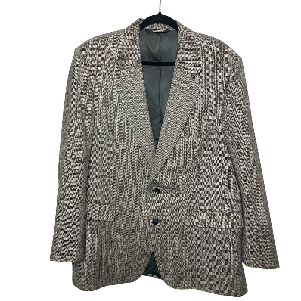 Vtg John Alexander Hartmarx Tweed Sport Coat Blazer‎ Two Button Herringbone 44R